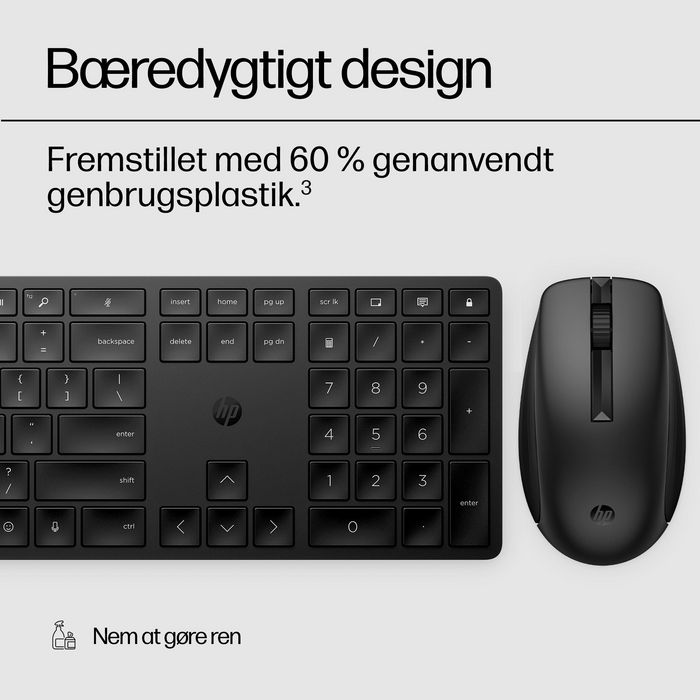 HP 650 Kit Teclado y Ratón Inalámbrico - Diseño Responsable con Materiales Reciclados, Resistente a Desinfección HP 650 Kit Teclado y Ratón Inalámbrico - Diseño Responsable con Materiales Reciclados, Resistente a Desinfección