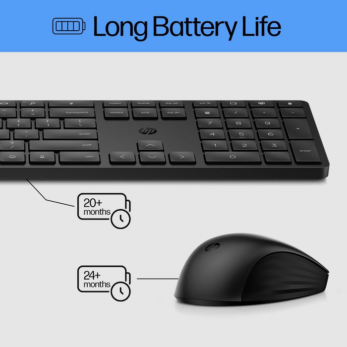 HP 650 Kit Teclado y Ratón Inalámbrico - Diseño Responsable con Materiales Reciclados, Resistente a Desinfección HP 650 Kit Teclado y Ratón Inalámbrico - Diseño Responsable con Materiales Reciclados, Resistente a Desinfección