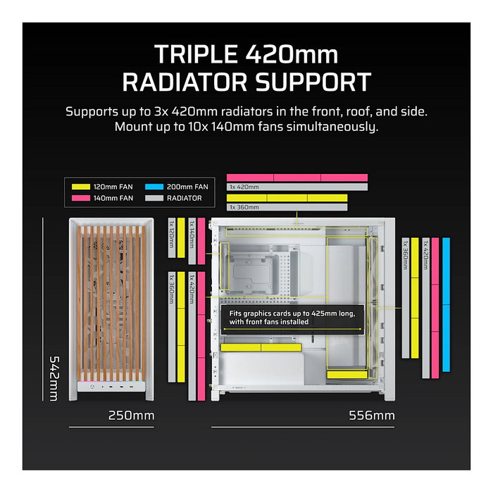 Corsair FRAME 5000D WOOD RS Midi Tower Nuez, Blanco