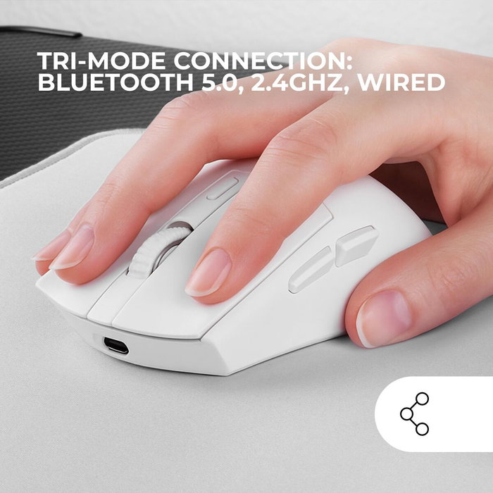 Mars Gaming MM-T3 Ratón Gaming Inalámbrico Blanco