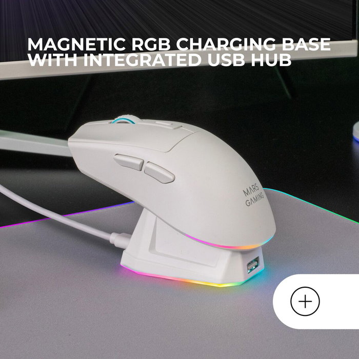 Mars Gaming MM-T3 Ratón Gaming Inalámbrico Blanco