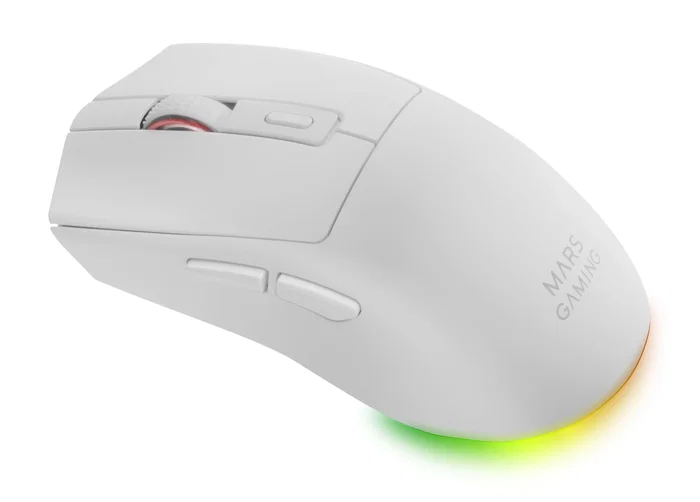 Mars Gaming MM-T3W Ratón Gaming Inalámbrico Blanco Tri-Mode (RF, Bluetooth 5.0, USB-C) - Óptico 14400 DPI, Base de Carga Magnética RGB, Recargable 100h, 67g, para PC, PS5, Xbox