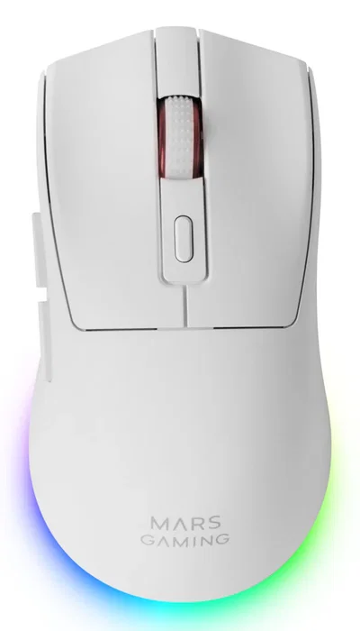 Mars Gaming MM-T3W Ratón Gaming Inalámbrico Blanco Tri-Mode (RF, Bluetooth 5.0, USB-C) - Óptico 14400 DPI, Base de Carga Magnética RGB, Recargable 100h, 67g, para PC, PS5, Xbox