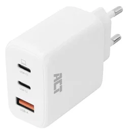 ACT Cargador AC2170 de 65 W con 3 puertos USB-C y USB-A Blanco