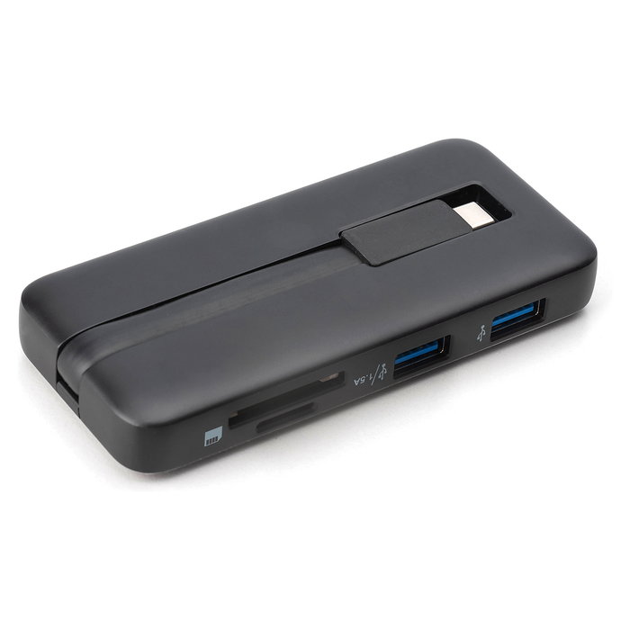Digitus Base de Conexión USB-C de Viaje con 7 Puertos - HDMI (x2), USB 3.2 Gen 2, Ethernet Gigabit, Lector SD/MicroSD, Carga PD 100W, 4K 60Hz, Aluminio, Color Negro y Gris