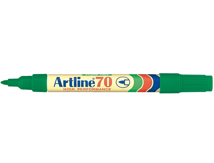 Rotulador Artline Marcador Permanente Ek-70 Verde Punta Redonda 1.5 mm Papel Metal Y Cristal 12 unidades