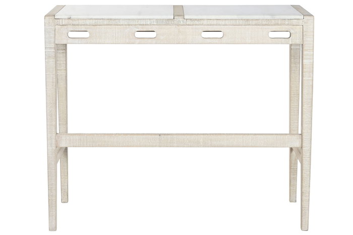 DKD Home Decor Barra Cocina Moderno Natural Blanco Mango y Mármol 40 x 96 x 112 cm Set de 3 Taburetes