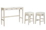 DKD Home Decor Barra Cocina Moderno Natural Blanco Mango y Mármol 40 x 96 x 112 cm Set de 3 Taburetes
