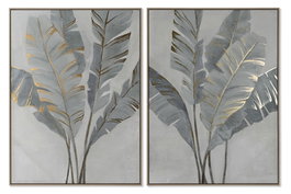 DKD Home Decor Cuadro de Palmera Dorado Surtido de 2 Unidades