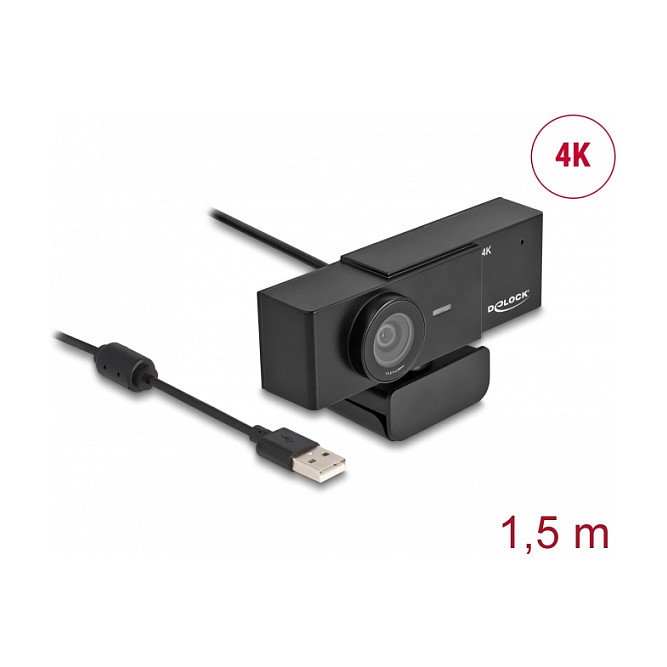 DeLOCK 96400 Webcam USB UHD 4K con Micrófono y Trípode