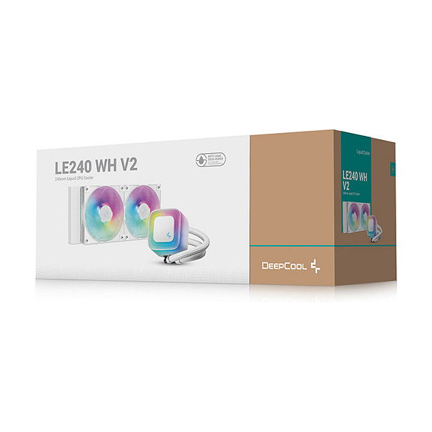 Deepcool LE240 WH V2 - Kit de Refrigeración Líquida para CPU, AIO 240mm, 2 Ventiladores ARGB de 120mm, Blanco, Compatible con Intel y AMD