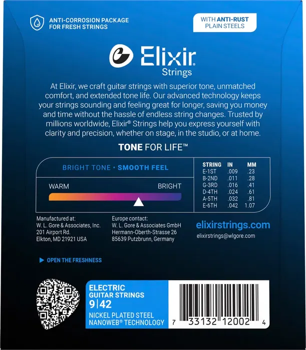 Elixir Juego Eléctrica Nanoweb XL 09-42 Cuerdas para Guitarra
