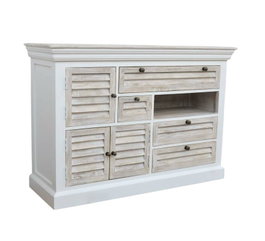 DKD Home Decor Cajonera Romantico Blanco 40x80x115 cm 4 Cajones 3 Puertas