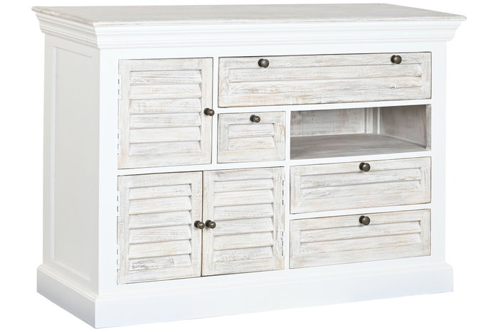 DKD Home Decor Cajonera Romantico Blanco 40x80x115 cm 4 Cajones 3 Puertas