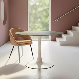 Mesa Comedor Gris Piedra Sinterizada 100 X 100 X 75 cm