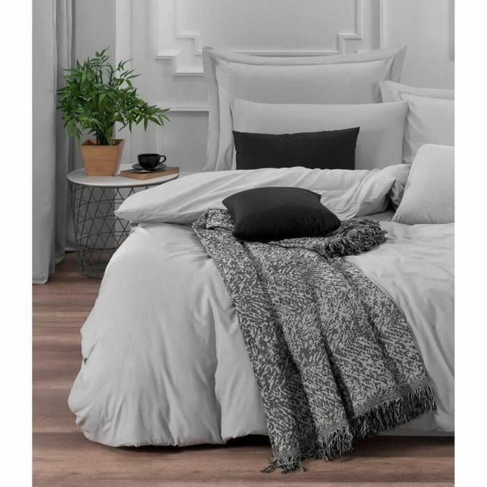 Aucune Juego de cama Gris con funda nórdica de 220x240 cm y 2 fundas de almohada de 60x60 cm