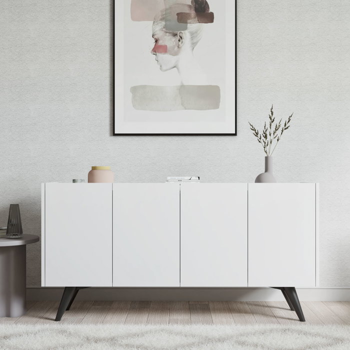 Hanah Home Consola Moderna Blanca 150x76x40 cm, Tablero de Partículas Melamina, Estilo Sofisticado y Funcional Hanah Home Consola Moderna Blanca 150x76x40 cm, Tablero de Partículas Melamina, Estilo Sofisticado y Funcional