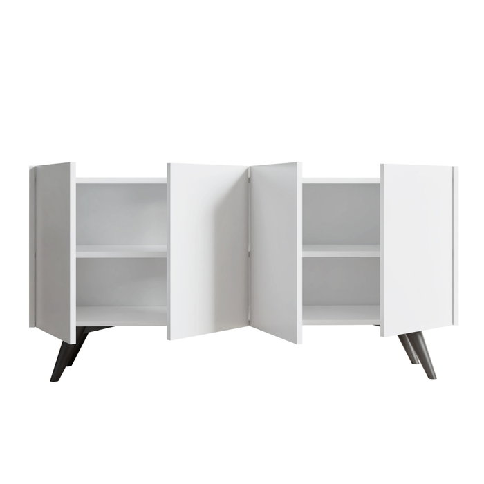 Hanah Home Consola Moderna Blanca 150x76x40 cm, Tablero de Partículas Melamina, Estilo Sofisticado y Funcional Hanah Home Consola Moderna Blanca 150x76x40 cm, Tablero de Partículas Melamina, Estilo Sofisticado y Funcional