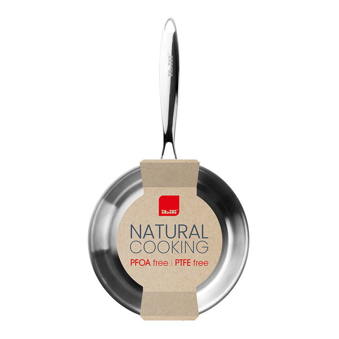 Ibili Sartén Triply Natural Inox/Alum/Inox Ø28 cm Sin Antiadherente Acero Inoxidable Cocina Profesional