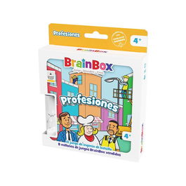 BrainBox Pocket Profesiones - Juego de Mesa de Memoria Visual Español con 25 Tarjetas Ilustradas, Dado, Reloj de Arena para Niños +4 Años