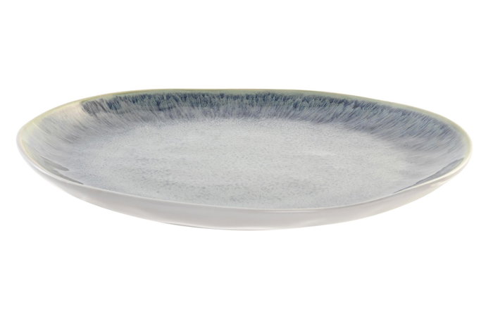 DKD Home Decor Plato de Gres Esmaltado Azul y Blanco 27,5x27,5x2,7 cm