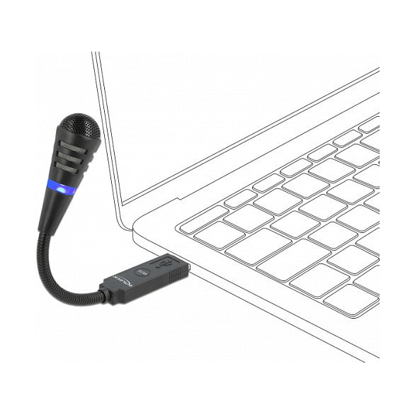 DeLOCK Micrófono USB con cuello de cisne y botón de silencio 66499
