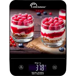 Little Balance Balanza de Cocina Digital Happy Genius 10, Modelo 8846, USB, Sin Baterías, para Tartas de Queso