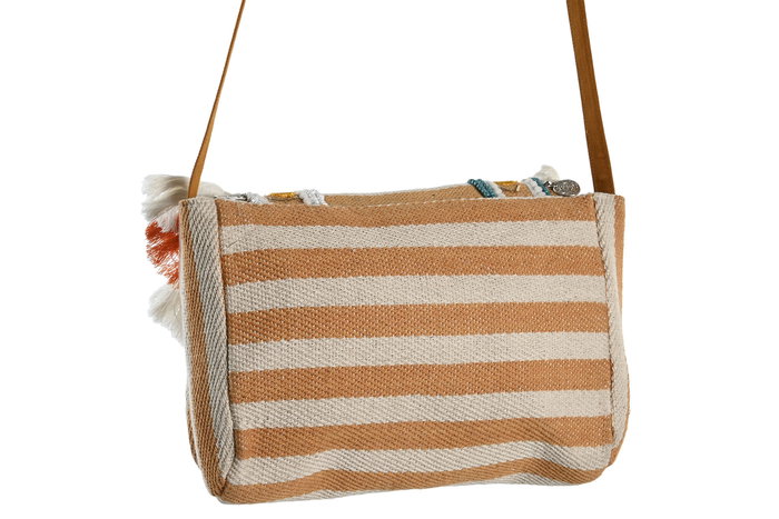 DKD Home Decor Bolso Mediterraneo Naranja Beige Poliester 9 x 75 x 25 cm (2 Unidades)