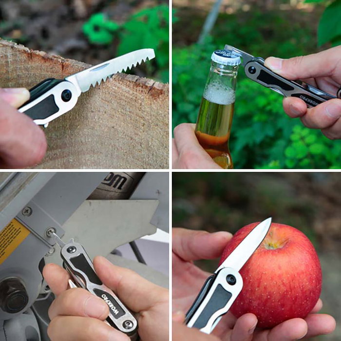Workpro Multiherramienta 15 en 1 Acero Inoxidable Herramientas con Bloqueo Apertura Mariposa