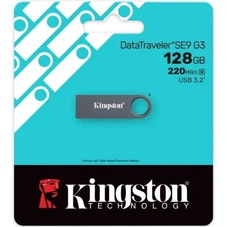 Kingston DataTraveler SE9 G3 Pendrive 128GB USB 3.2 Gen 1, Velocidad 220MB/s, Carcasa Metálica