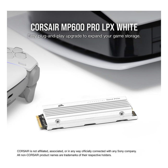 Corsair MP600 PRO LPX 2TB M.2 PCIe NVMe 4.0 SSD, 7100 MB/s, Disipador Térmico, para PlayStation 5