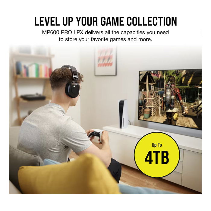 Corsair MP600 PRO LPX 2TB M.2 PCIe NVMe 4.0 SSD, 7100 MB/s, Disipador Térmico, para PlayStation 5