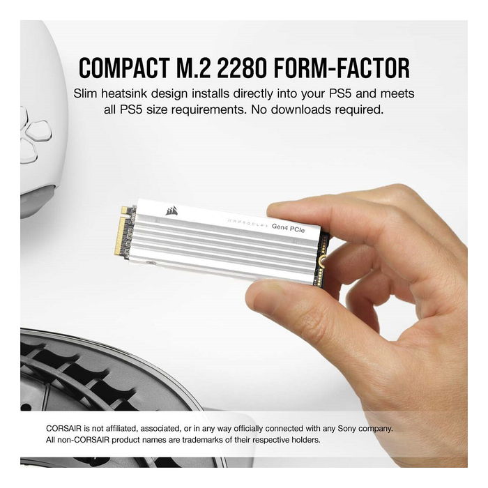 Corsair MP600 PRO LPX 2TB M.2 PCIe NVMe 4.0 SSD, 7100 MB/s, Disipador Térmico, para PlayStation 5