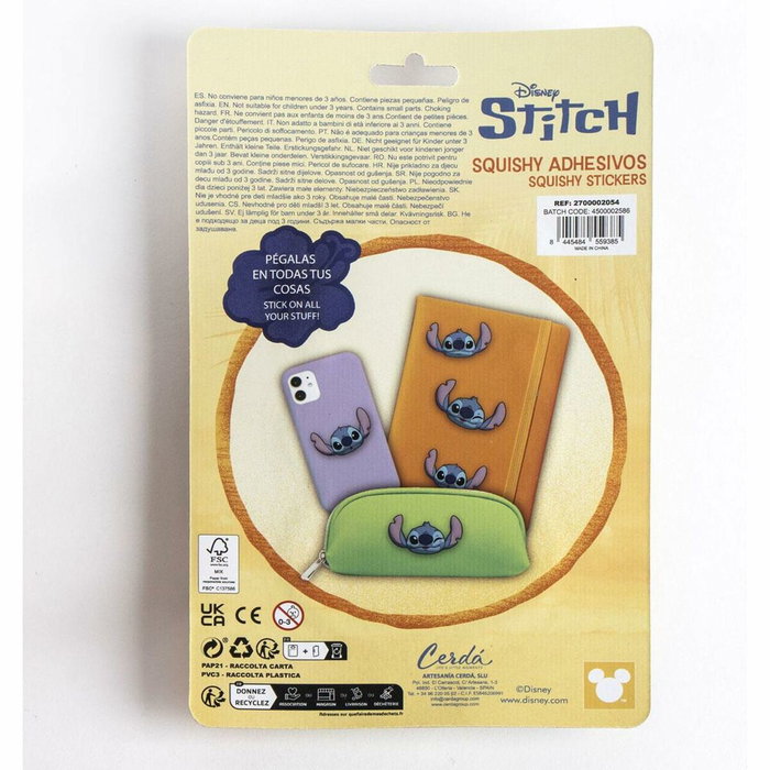Cerdá Pack Pegatinas Squishy Stitch Azul