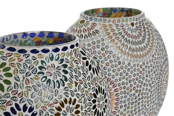 DKD Home Decor Lámpara de Sobremesa de Cristal Mandala Multicolor
