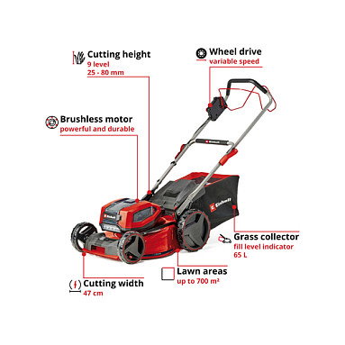 Einhell GP-CM 36/47 S Li BL Cortacésped con 4 Baterías de 4,0Ah