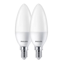 Philips Bombilla Vela LED E14, 7W (Equiv. 60W), 806 LM, Luz Cálida 2700K, No Regulable, Clase E, 2 Unidades