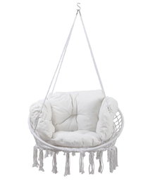 DKD Home Decor Silla Colgante para Terraza y Jardín Beige Algodón y Poliéster 100 x 80 x 145 cm