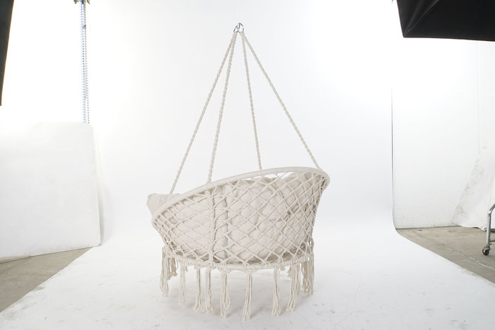 DKD Home Decor Silla Colgante para Terraza y Jardín Beige Algodón y Poliéster 100 x 80 x 145 cm