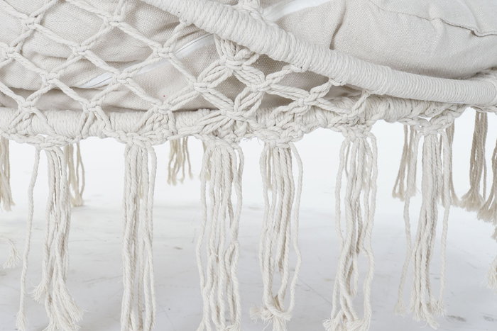 DKD Home Decor Silla Colgante para Terraza y Jardín Beige Algodón y Poliéster 100 x 80 x 145 cm