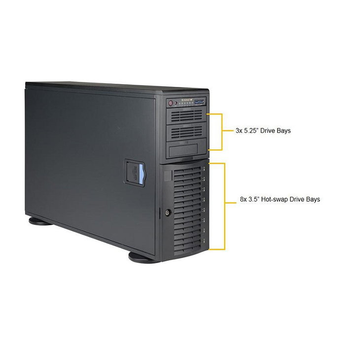 Super Micro SuperWorkstation 7049A-T Barebone Server 4U/Tower Dual 3647 con 8 Hot-swap 3.5 inch y 1200W Redundant Platinum