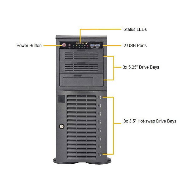 Super Micro SuperWorkstation 7049A-T Barebone Server 4U/Tower Dual 3647 con 8 Hot-swap 3.5 inch y 1200W Redundant Platinum