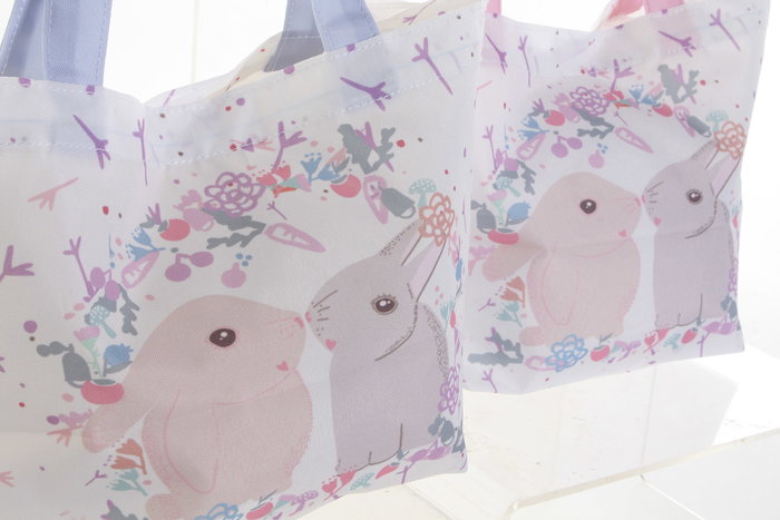 DKD Home Decor Bolsa de Lienzo Poliéster Rabbits Surtido de 2 Colores