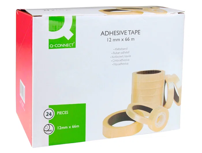 Q-connect Cinta Adhesiva Transparente 66 m x 12 mm para Embalaje y Sujeción - Presentación Encelofanada Individual Q-connect Cinta Adhesiva Transparente 66 m x 12 mm para Embalaje y Sujeción - Presentación Encelofanada Individual