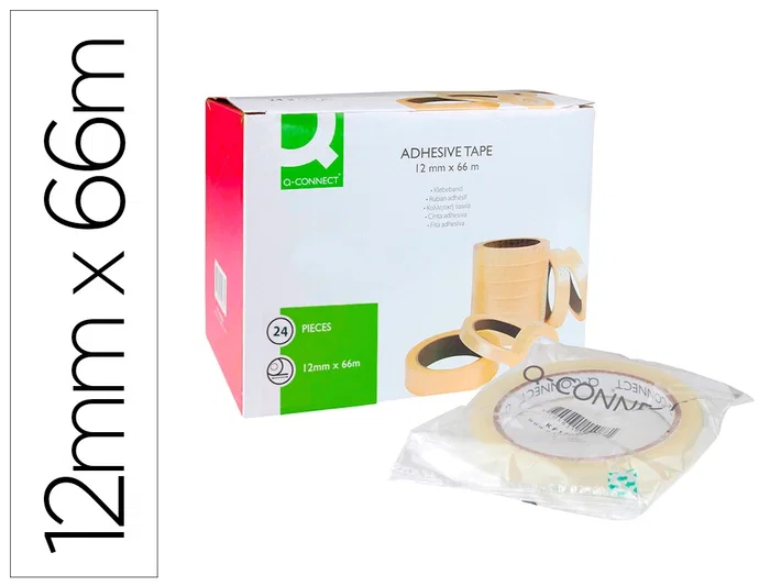 Q-connect Cinta Adhesiva Transparente 66 m x 12 mm para Embalaje y Sujeción - Presentación Encelofanada Individual Q-connect Cinta Adhesiva Transparente 66 m x 12 mm para Embalaje y Sujeción - Presentación Encelofanada Individual