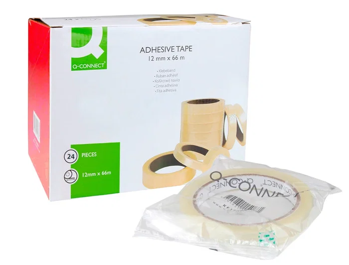 Q-connect Cinta Adhesiva Transparente 66 m x 12 mm para Embalaje y Sujeción - Presentación Encelofanada Individual Q-connect Cinta Adhesiva Transparente 66 m x 12 mm para Embalaje y Sujeción - Presentación Encelofanada Individual