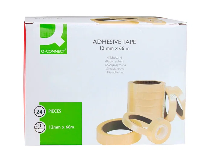 Q-connect Cinta Adhesiva Transparente 66 m x 12 mm para Embalaje y Sujeción - Presentación Encelofanada Individual Q-connect Cinta Adhesiva Transparente 66 m x 12 mm para Embalaje y Sujeción - Presentación Encelofanada Individual