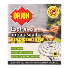 Orion Espiral Anti-Mosquitos Exterior 10 uds + 2 Soportes Sin Olor Eficaz Mosquito Tigre