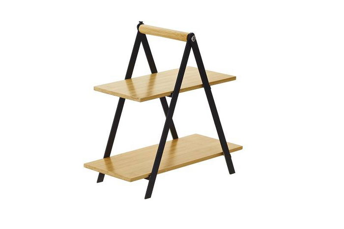 Leone Expositor 2 Pisos Bambú Hierro Plegable 34x17x33 cm Leone Expositor 2 Pisos Bambú Hierro Plegable 34x17x33 cm