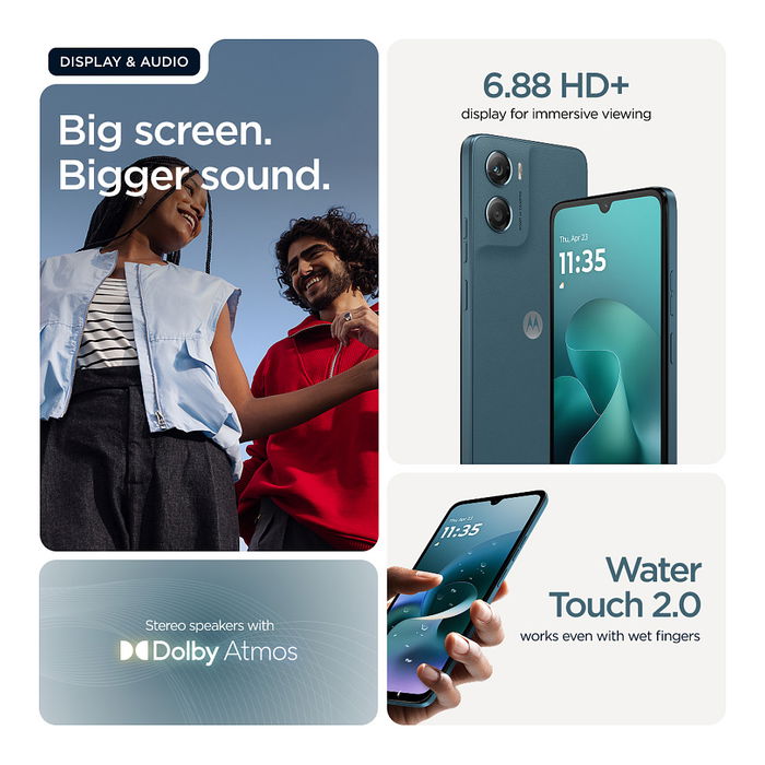 Motorola Moto G06 Smartphone 4 GB RAM 256 GB, Pantalla 6.88'' LCD 120 Hz, Cámara 50 MP, Batería 5200 mAh, Android 15, Azul Tapestry Motorola Moto G06 Smartphone 4 GB RAM 256 GB, Pantalla 6.88'' LCD 120 Hz, Cámara 50 MP, Batería 5200 mAh, Android 15, Azul Tapestry
